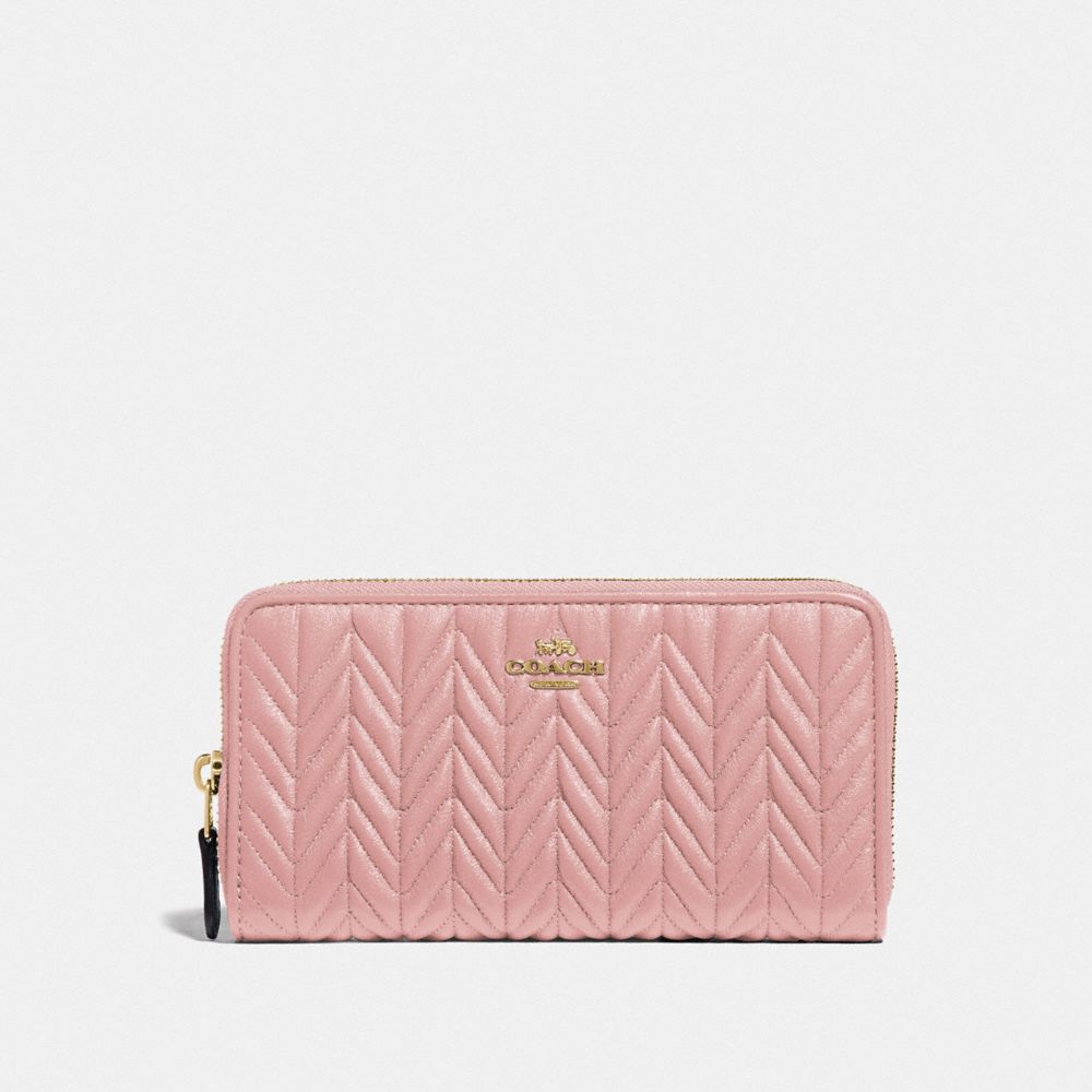 COACH F75802 - ACCORDION ZIP WALLET WITH QUILTING IM/PINK PETAL