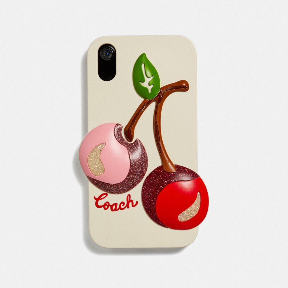 IPHONE XR CASE WITH OVERSIZED CHERRY - CHALK MULTI - COACH F75858