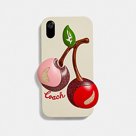 COACH IPHONE XR CASE WITH OVERSIZED CHERRY - CHALK MULTI - F75858