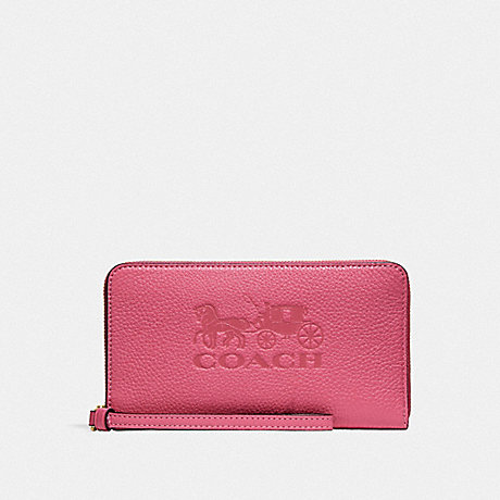 COACH LARGE PHONE WALLET - PINK RUBY/GOLD - F75908