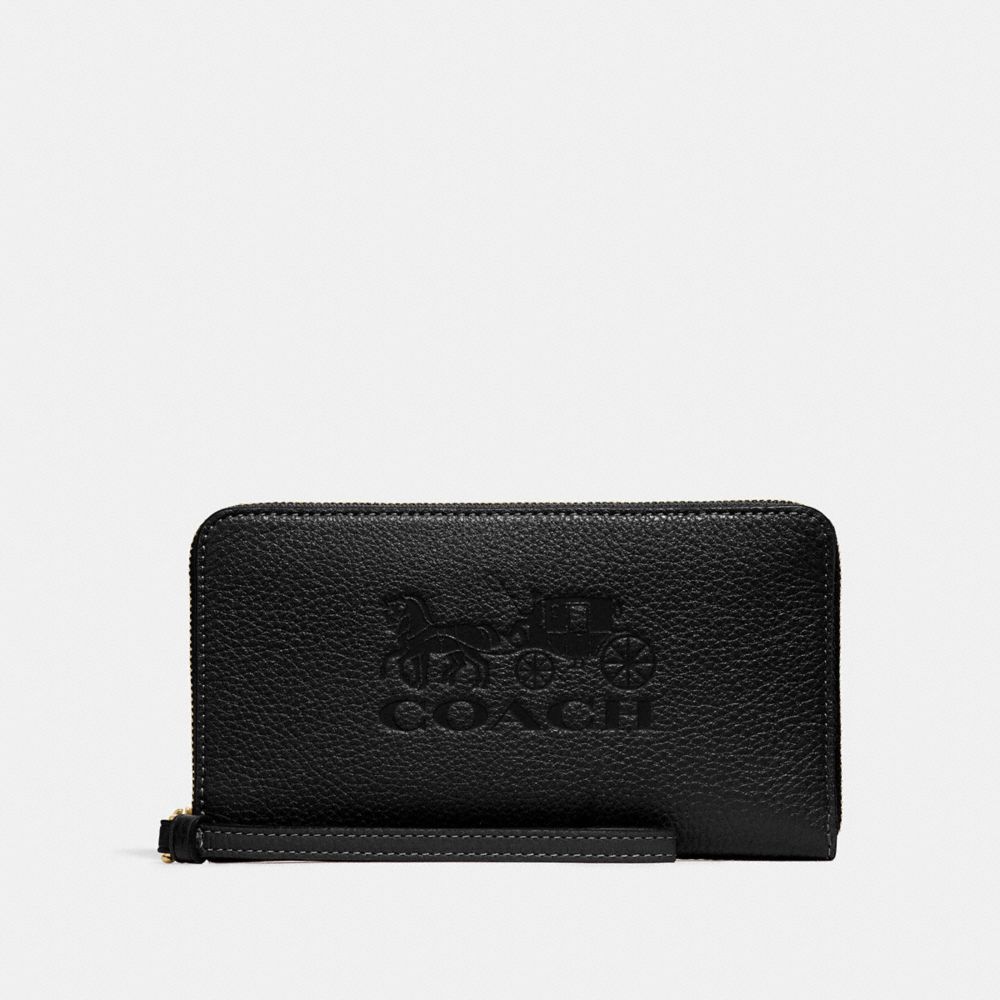 COACH F75908 LARGE PHONE WALLET BLACK/GOLD