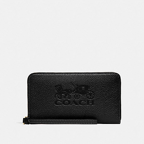 COACH LARGE PHONE WALLET - BLACK/GOLD - F75908