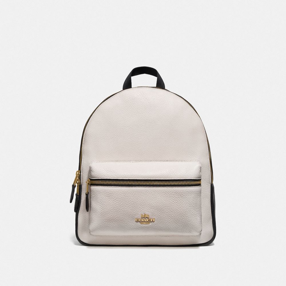 MEDIUM CHARLIE BACKPACK IN COLORBLOCK - F75919 - GOLD/CHALK/BLACK