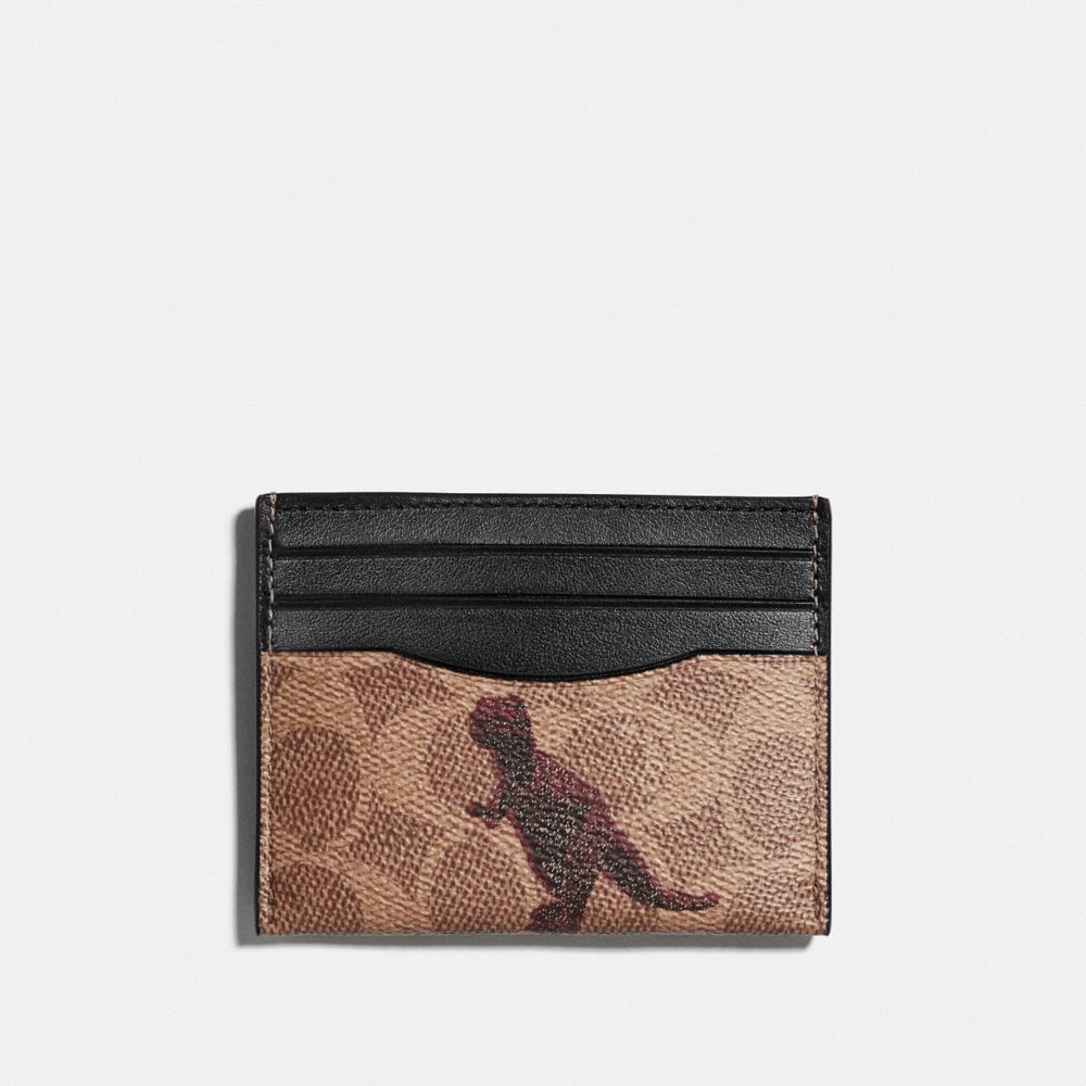 COACH F76000 - CARD CASE IN SIGNATURE CANVAS WITH REXY BY SUI JIANGUO V5/TAN BLACK