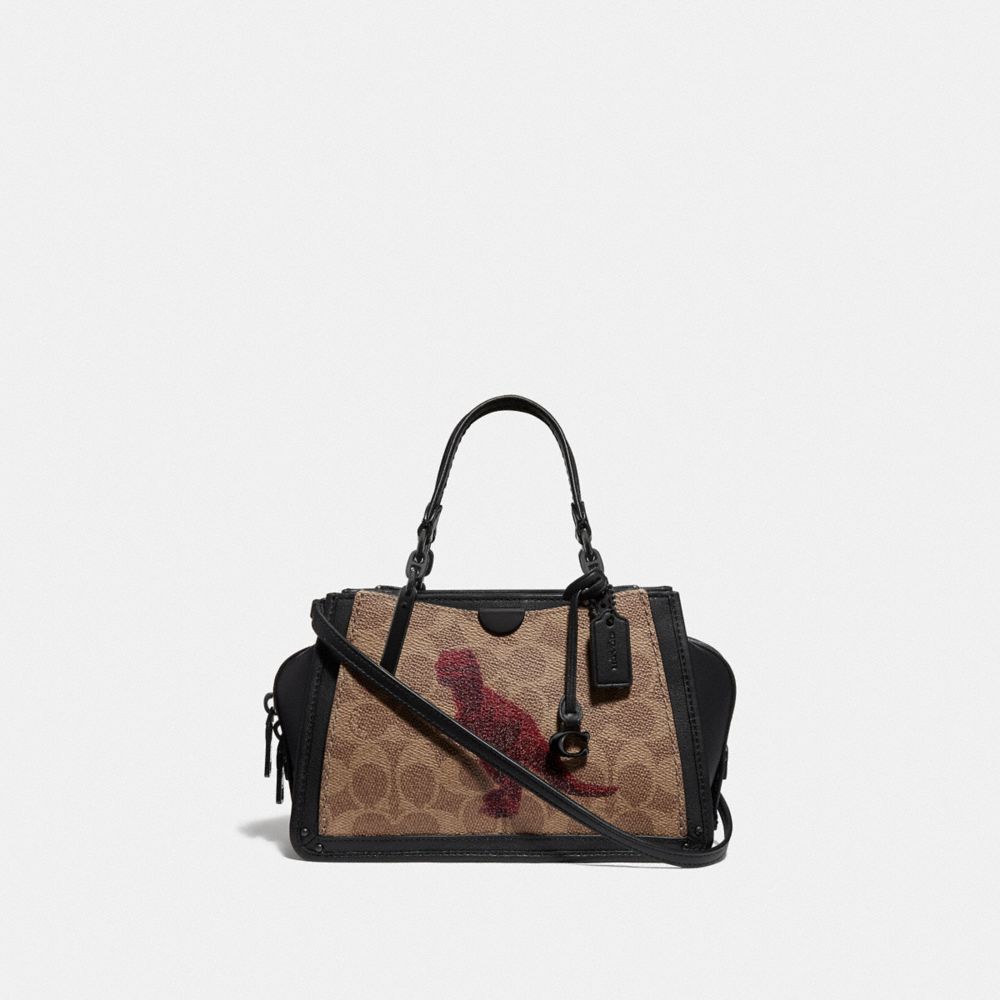 DREAMER 21 IN SIGNATURE CANVAS WITH REXY BY SUI JIANGUO - V5/TAN BLACK - COACH F76011