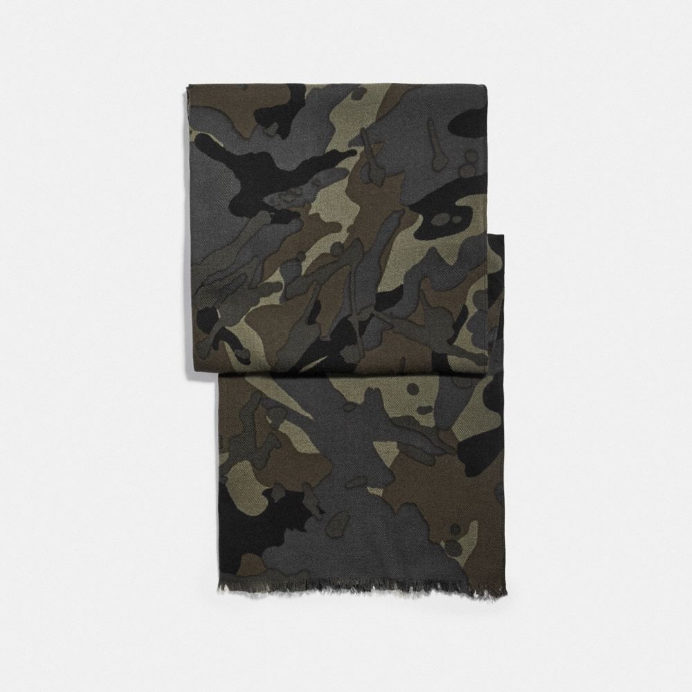 COACH F76060 - CAMO PRINT SCARF GMC/MIL GREEN