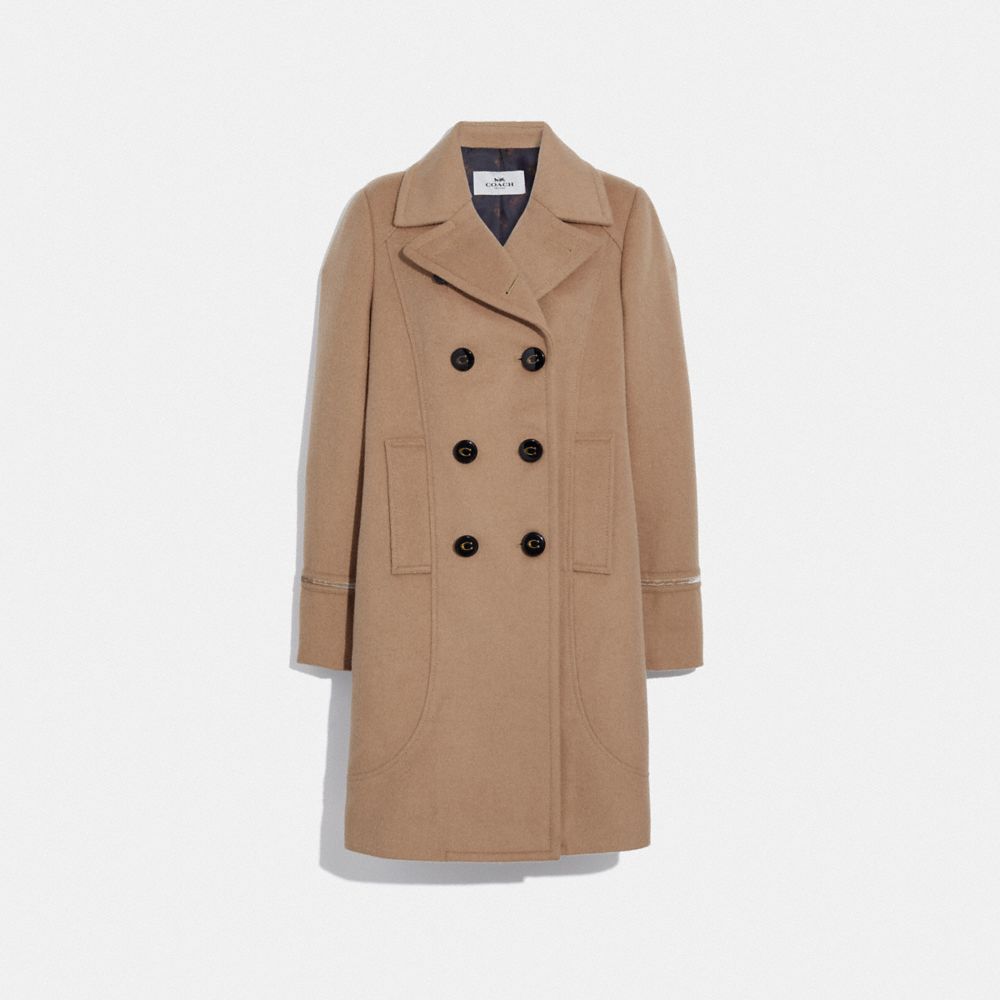 COACH F76250 TAILORED WOOL COAT LIGHT-CAMEL