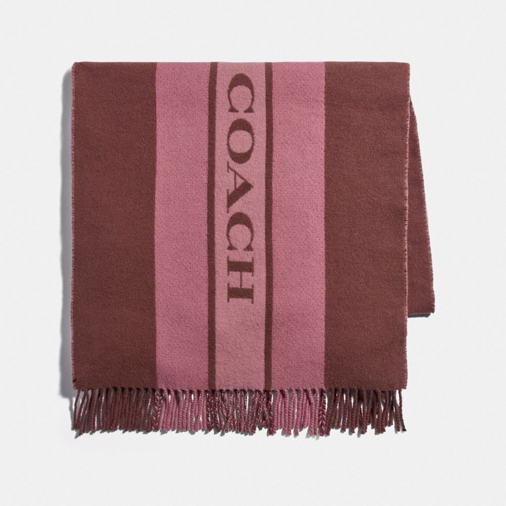 COACH VARSITY STRIPE OVERSIZED MUFFLER - WINE - COACH F76388