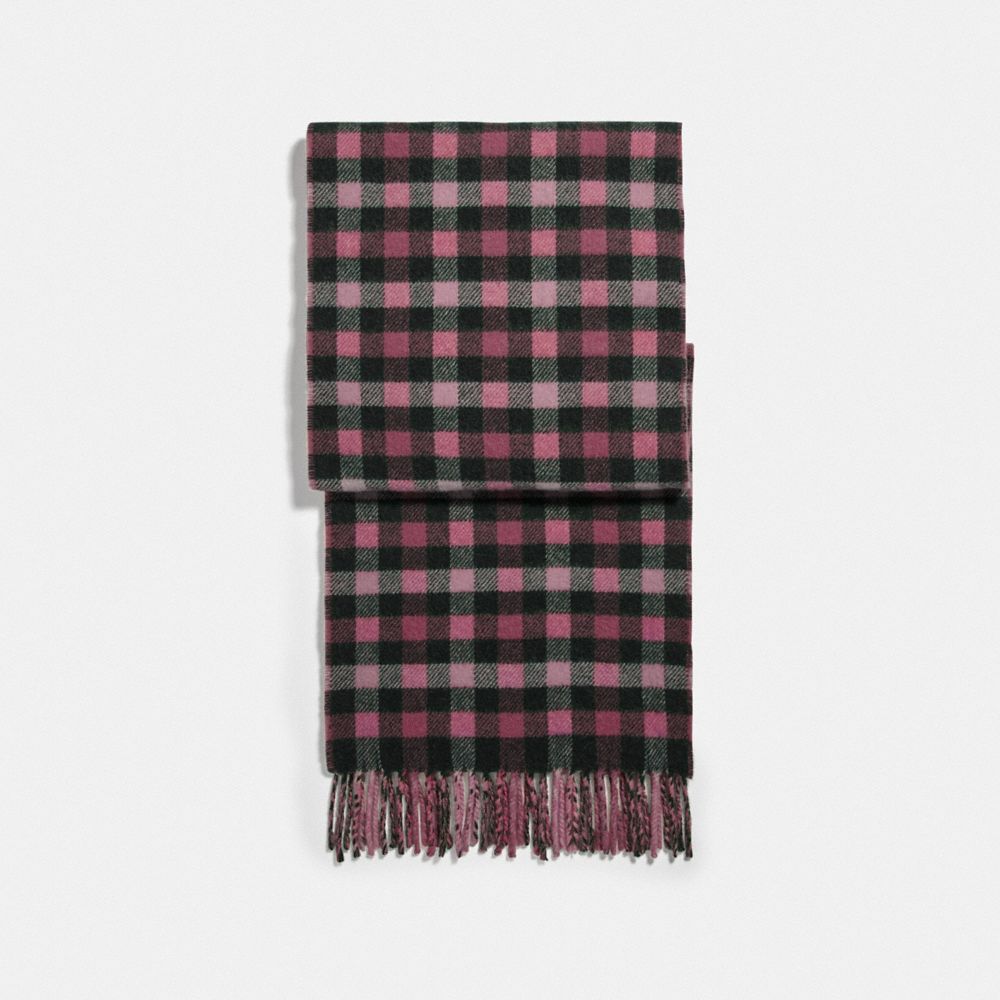 COACH F76390 - REVERSIBLE SIGNATURE GINGHAM PRINT MUFFLER ROSE