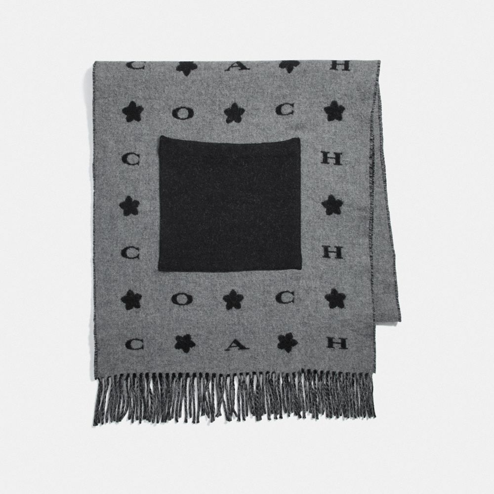 COACH F76391 COACH STARS OVERSIZED MUFFLER WITH POCKETS HEATHER GREY