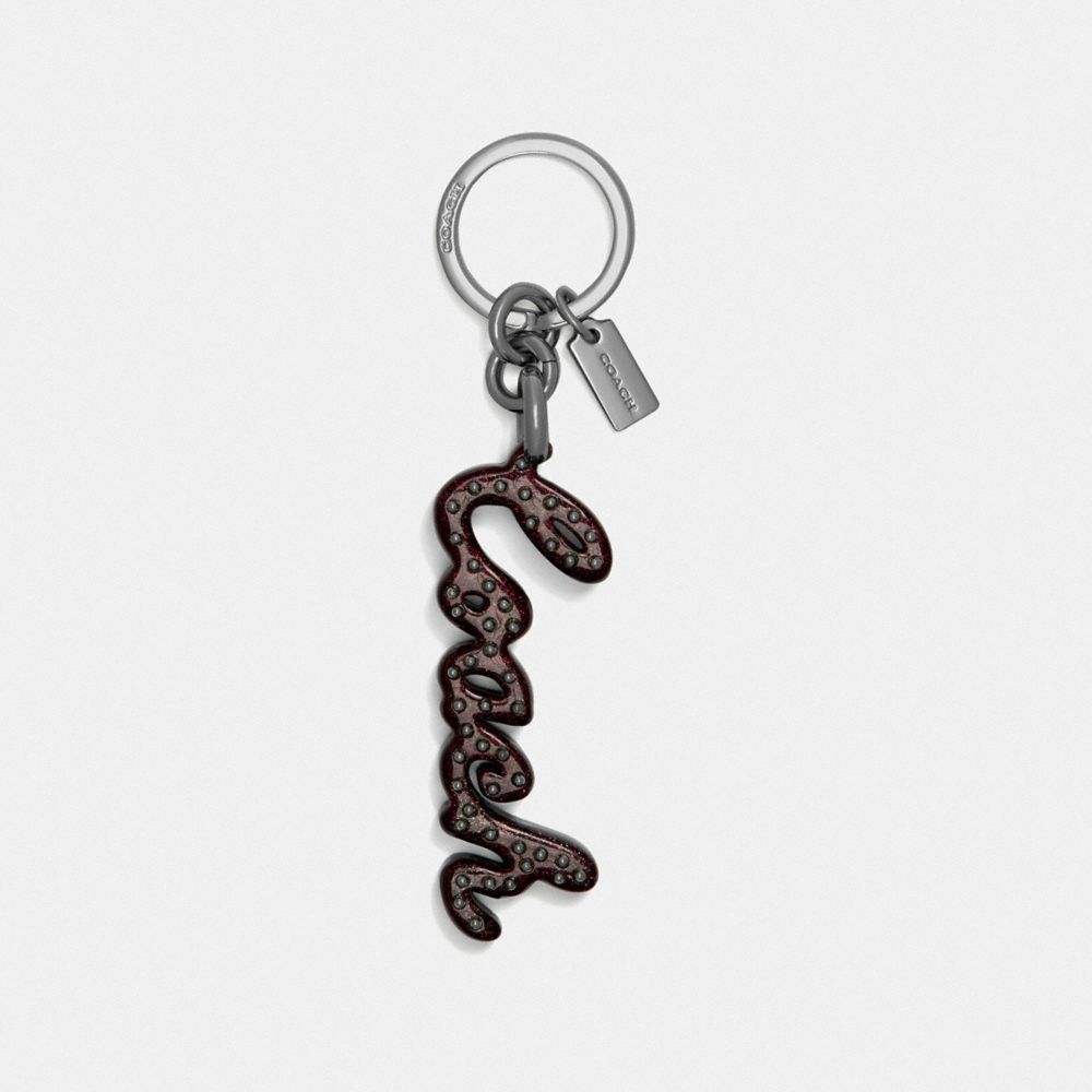 COACH F76456 COACH SCRIPT KEY RING SV/DARK BERRY