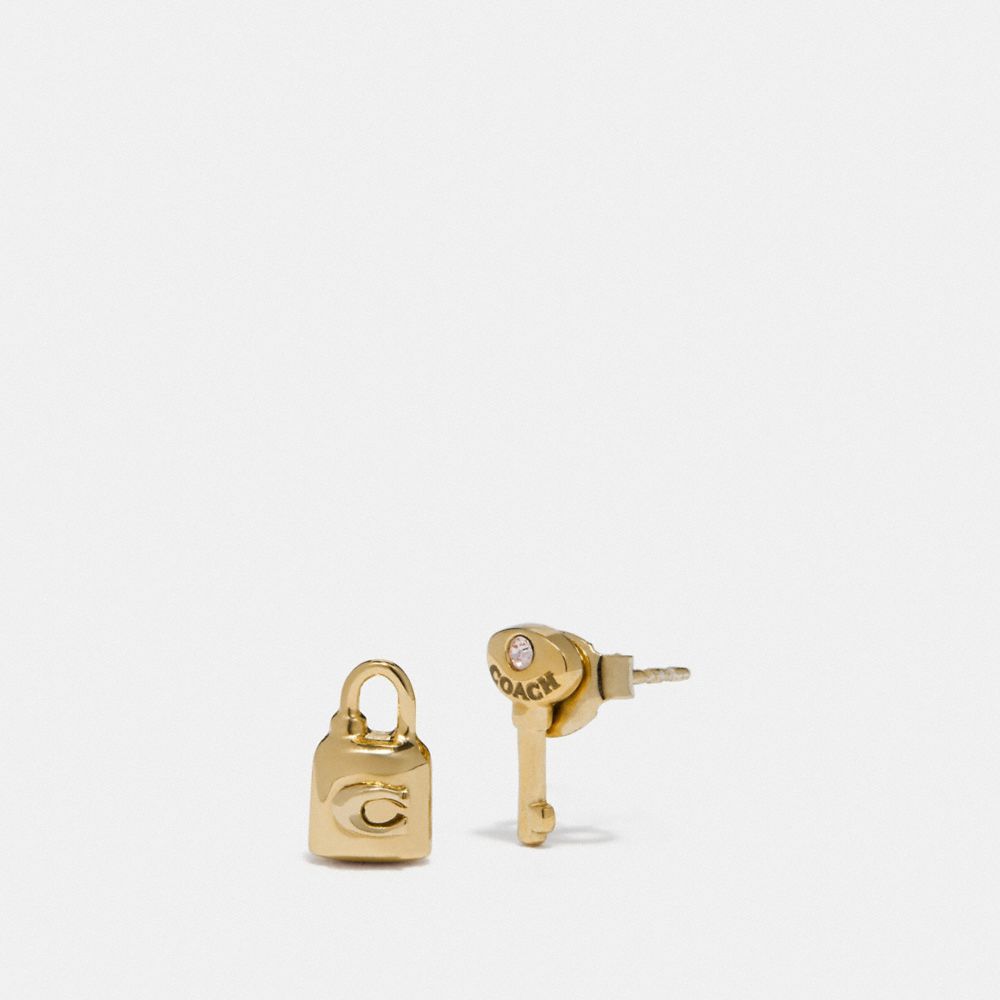 COACH F76461 LOCK AND KEY STUD EARRINGS GOLD