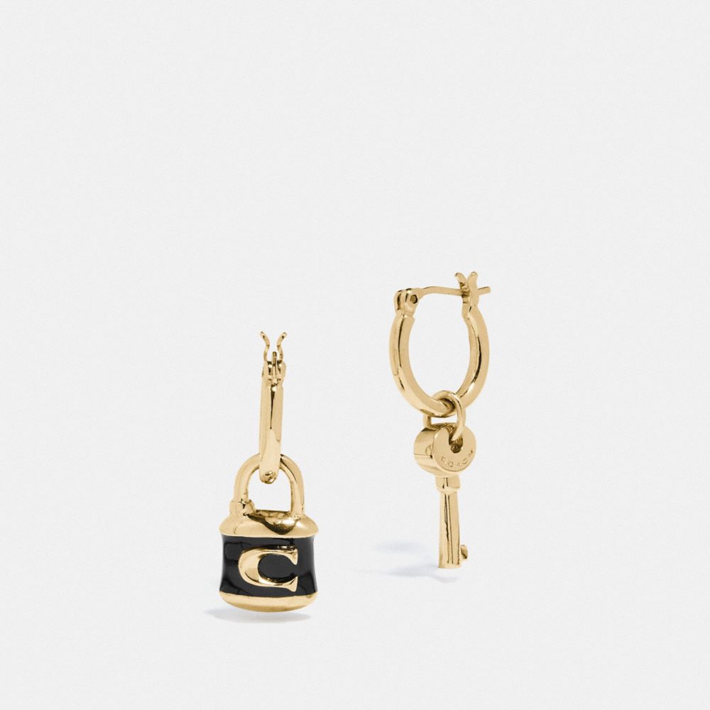 COACH F76462 Lock And Key Huggie Earrings GOLD
