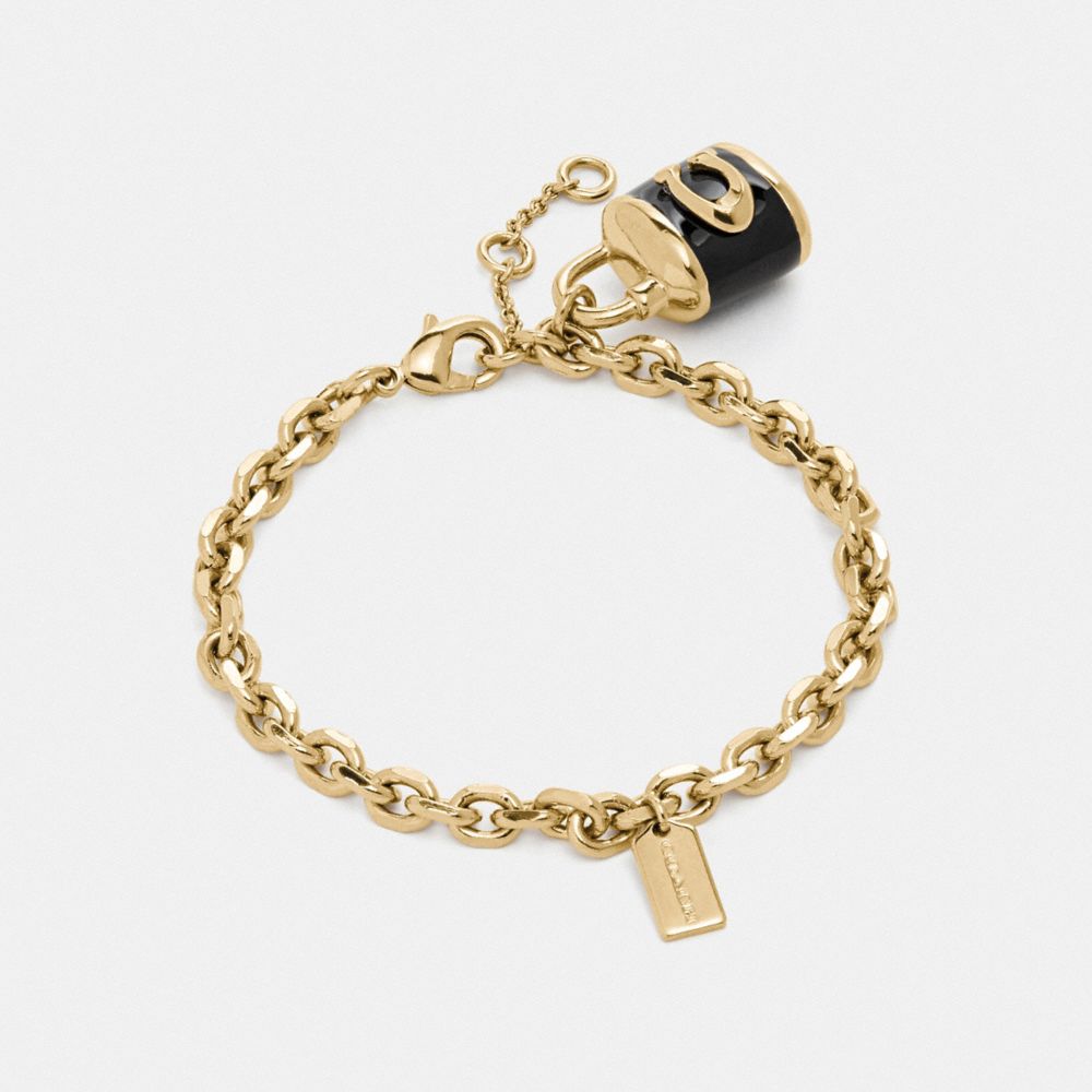 COACH F76463 Lock Charm Bracelet BLACK/GOLD