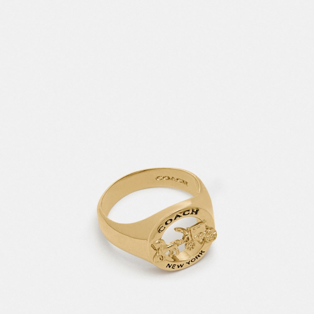 HORSE AND CARRIAGE SIGNET RING - F76465 - GOLD