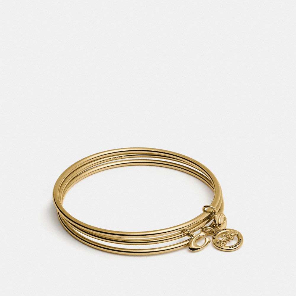 HORSE AND CARRIAGE BANGLE SET - F76466 - CHALK/GOLD