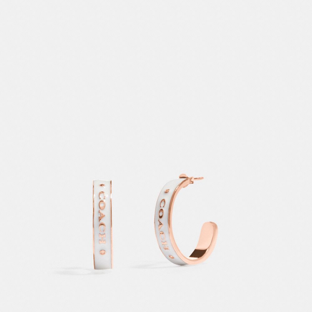 COACH PLAQUE HOOP EARRINGS - CHALK/ROSEGOLD - COACH F76468