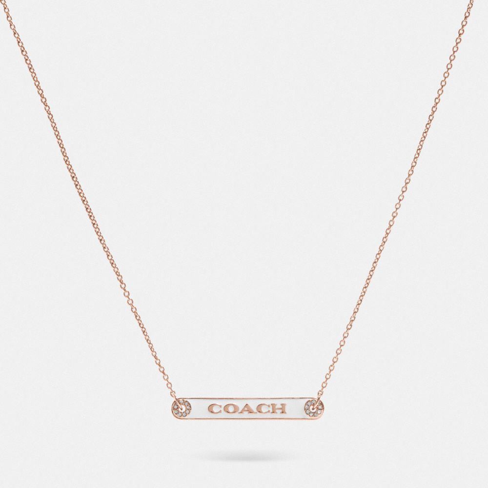 COACH PLAQUE NECKLACE - F76470 - CHALK/ROSEGOLD