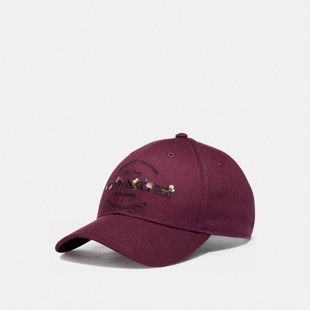 COACH HUDSON FLORAL HAT - F76471 - BURGUNDY