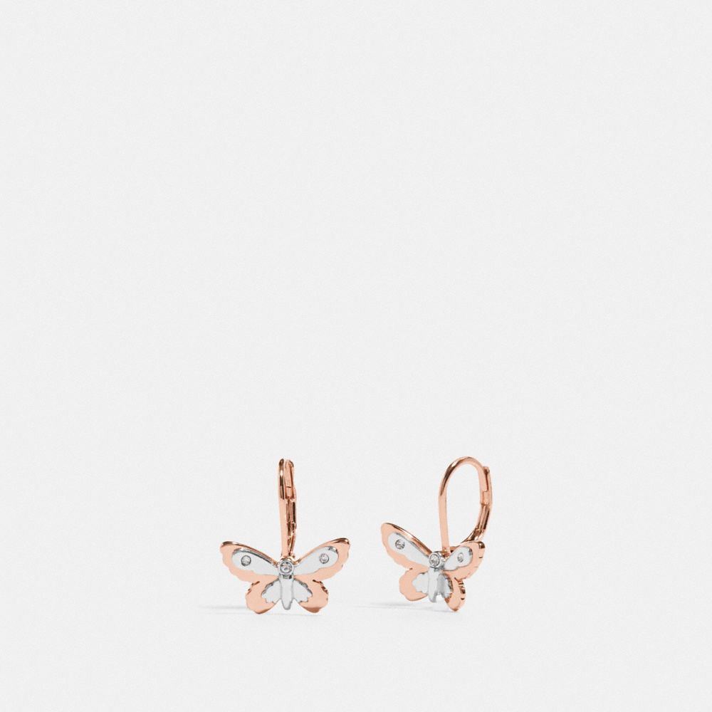 BUTTERFLY LEVERBACK EARRINGS - SV/ROSEGOLD - COACH F76481