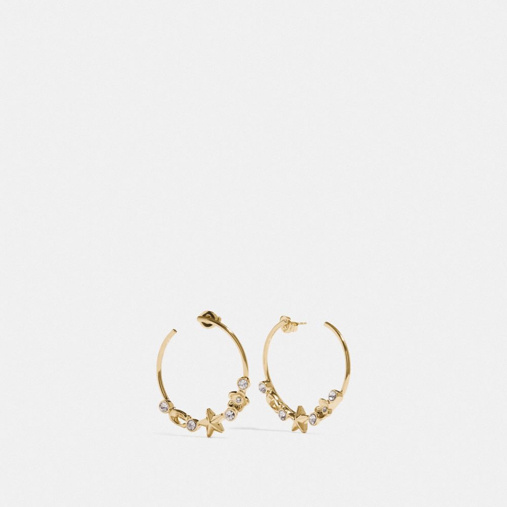 coach hoop earrings floral star gold