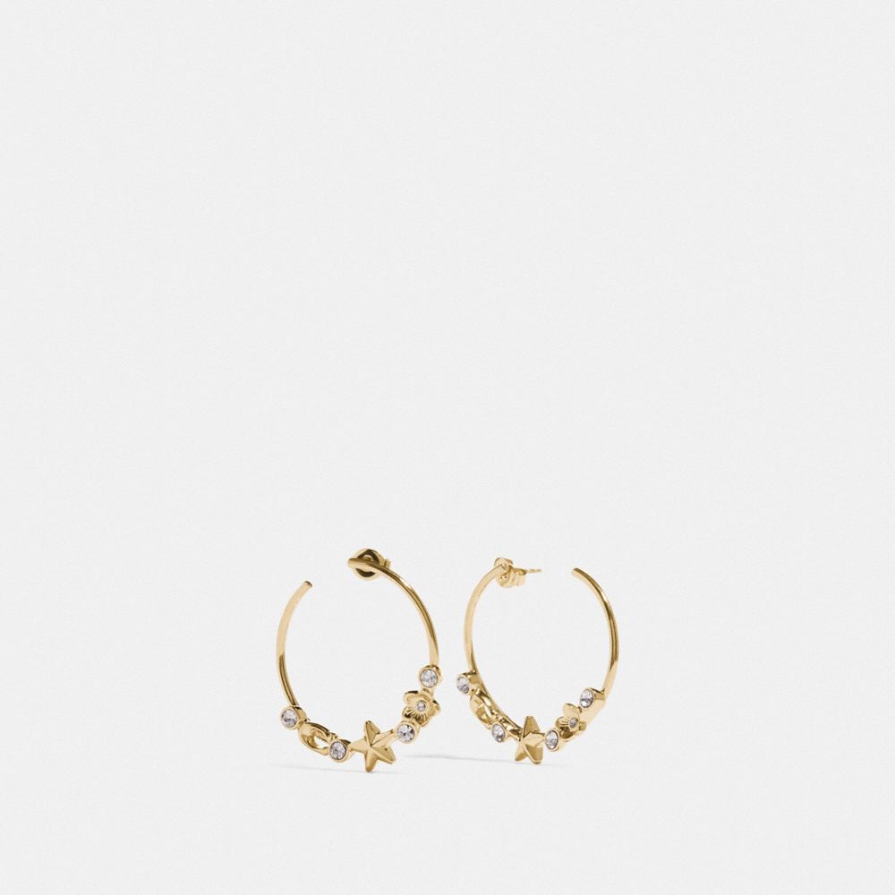 FLORAL STAR HOOP EARRINGS - F76485 - GOLD