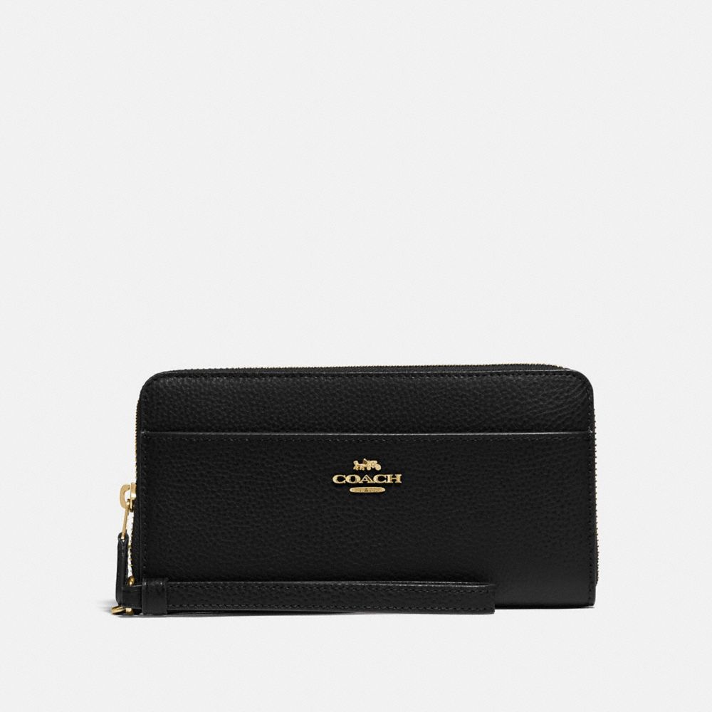 COACH F76517 ACCORDION ZIP WALLET BLACK/GOLD