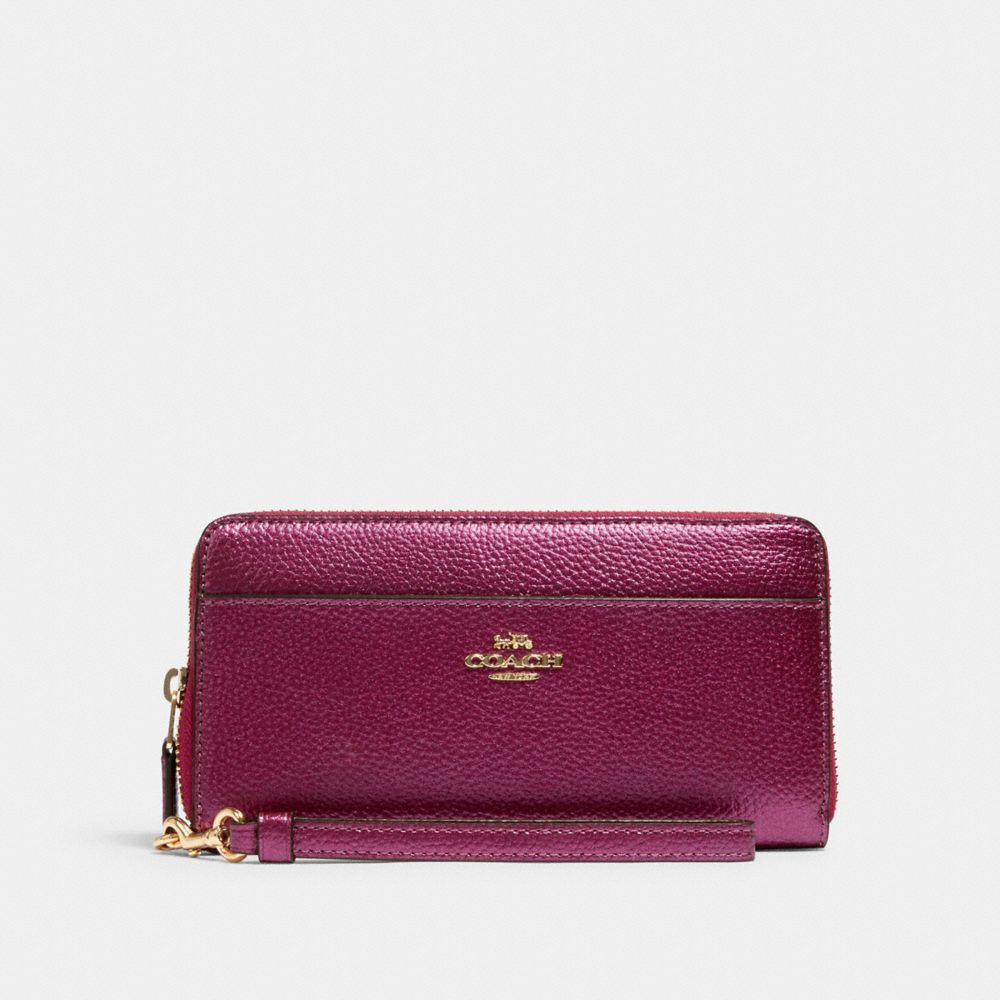 COACH F76517 ACCORDION ZIP WALLET IM/METALLIC BERRY