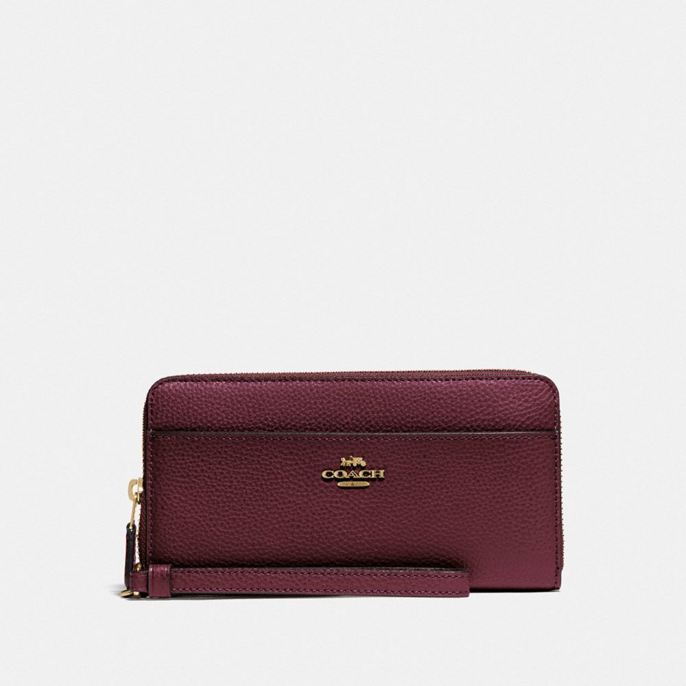 COACH F76517 Accordion Zip Wallet IM/METALLIC WINE