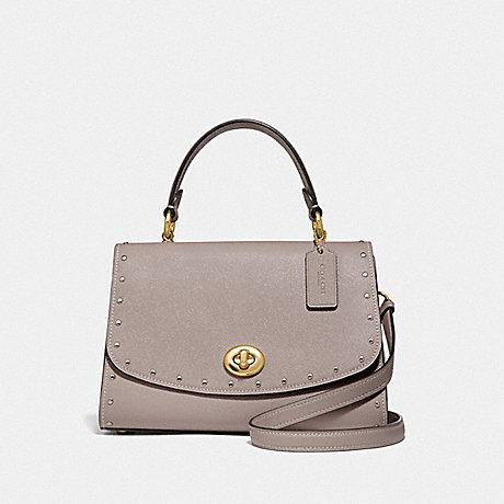 COACH F76617 TILLY TOP HANDLE SATCHEL WITH RIVETS GREY BIRCH/GOLD