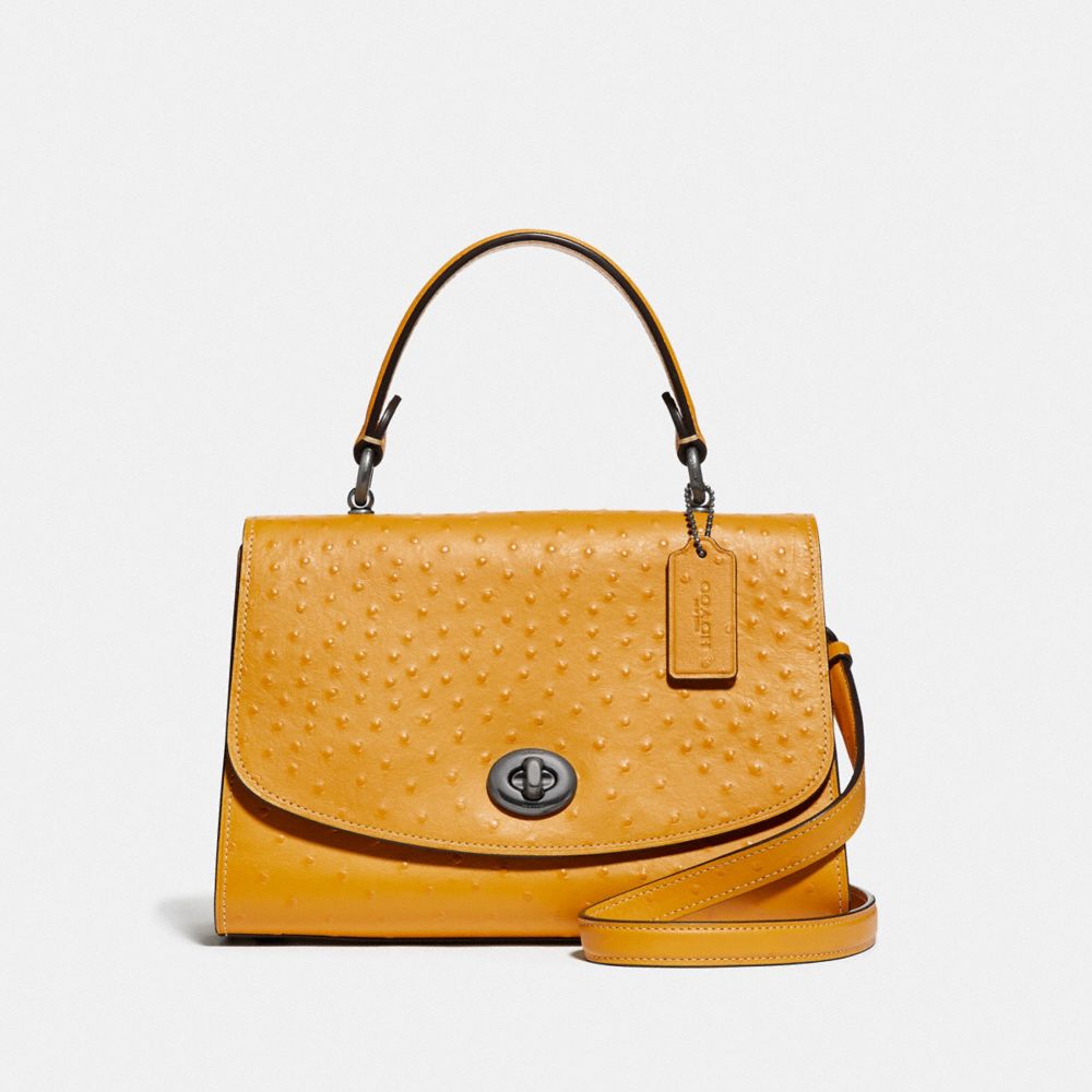 COACH TILLY TOP HANDLE SATCHEL - MUSTARD YELLOW/BLACK ANTIQUE NICKEL - F76619