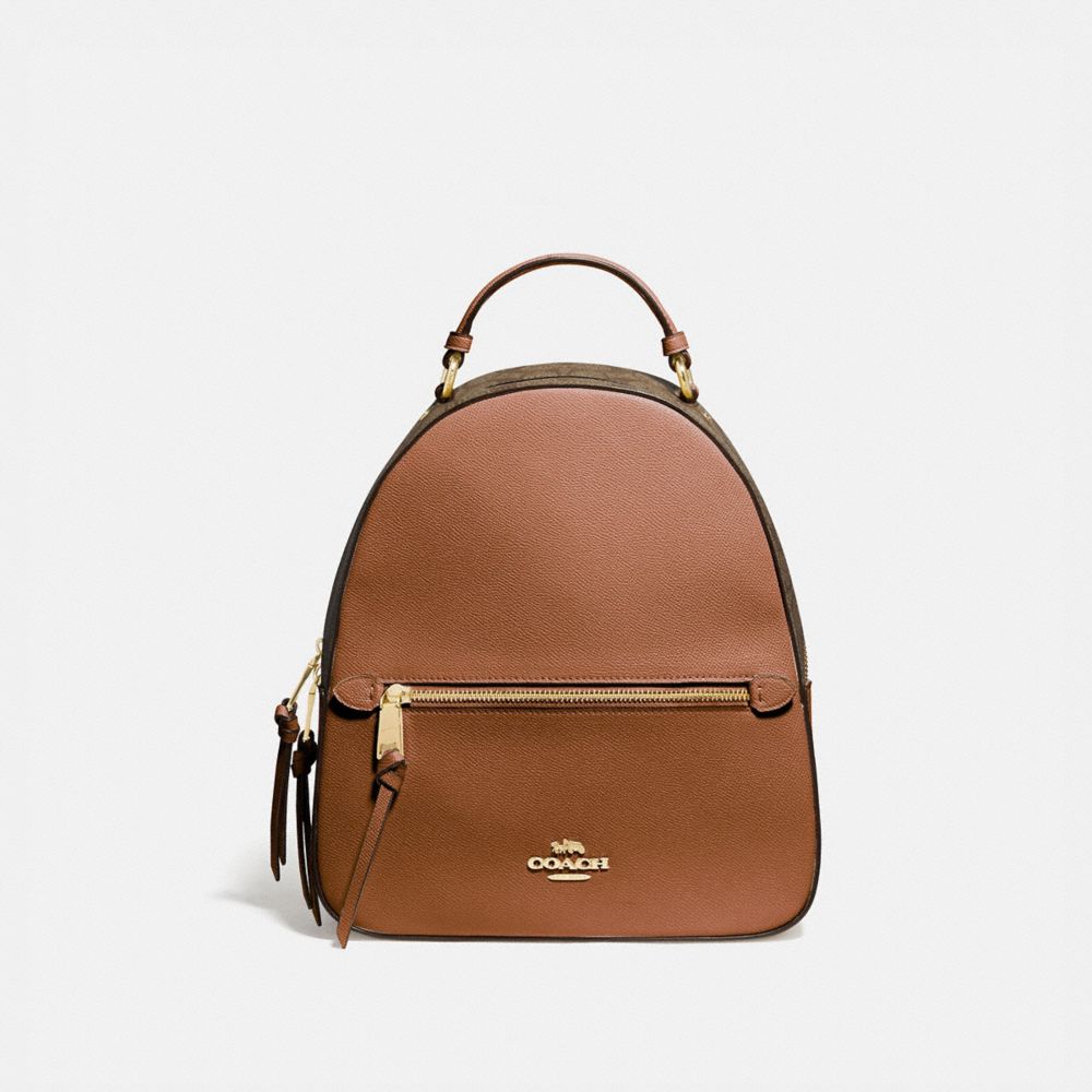 COACH JORDYN BACKPACK WITH SIGNATURE CANVAS - IM/KHAKI/SADDLE 2 - F76622