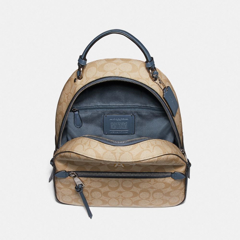 COACH F76626 JORDYN BACKPACK IN SIGNATURE CANVAS WITH COACH RADIAL RAINBOW LIGHT KHAKI/DENIM MULTI/SILVER