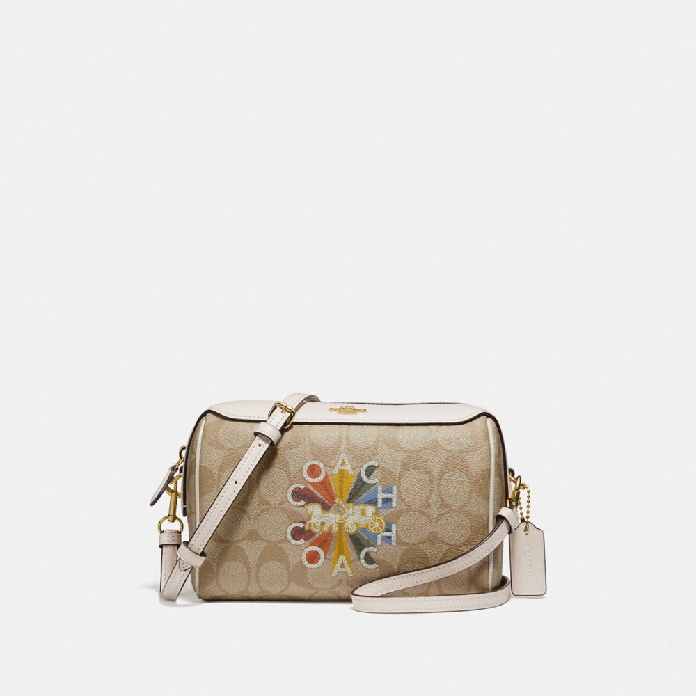 COACH F76628 - BENNETT CROSSBODY IN SIGNATURE CANVAS WITH COACH RADIAL RAINBOW LIGHT KHAKI/CHALK MULTI/GOLD