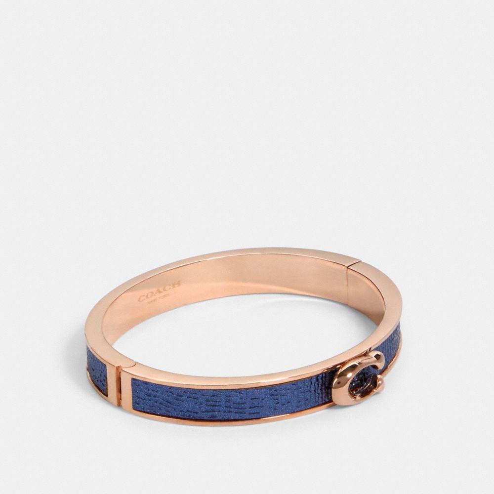 PUSH SIGNATURE HINGED BANGLE - MIDNIGHT NAVY/ROSEGOLD - COACH F76634