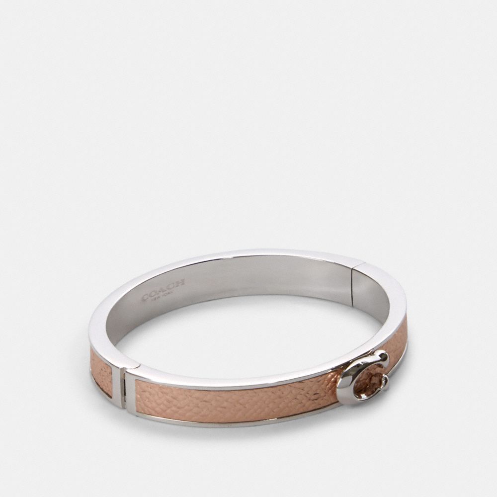 PUSH SIGNATURE HINGED BANGLE - ROSE GOLD/SILVER - COACH F76634