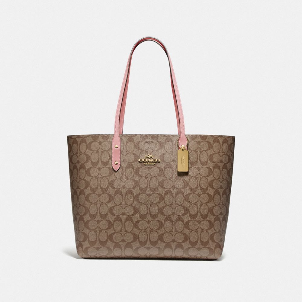 TOWN TOTE IN SIGNATURE CANVAS - IM/KHAKI PINK PETAL - COACH F76636