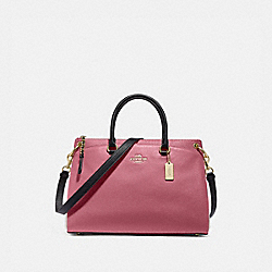 COACH MIA SATCHEL IN COLORBLOCK - ROUGE MULTI/GOLD - F76641