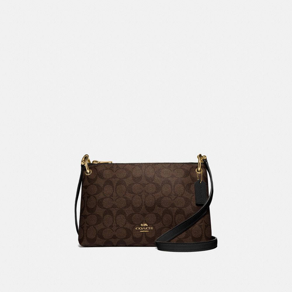 COACH F76646 Mia Crossbody In Signature Canvas BROWN/BLACK/GOLD