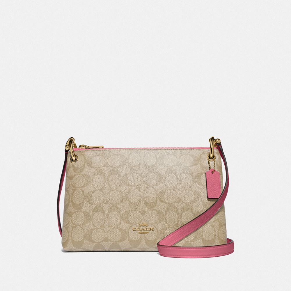 COACH F76646 MIA CROSSBODY IN SIGNATURE CANVAS LIGHT-KHAKI/ROUGE/GOLD