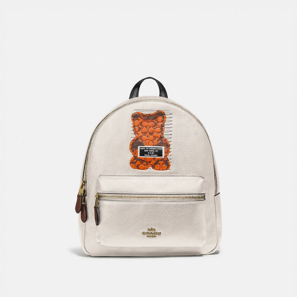 COACH F76656 Medium Charlie Backpack With Vandal Gummy CHALK MULTI/GOLD