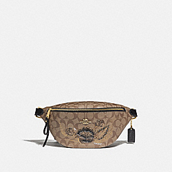 BELT BAG IN SIGNATURE CANVAS WITH CHELSEA ANIMATION - F76663 - KHAKI/BLACK MULTI/IMITATION GOLD