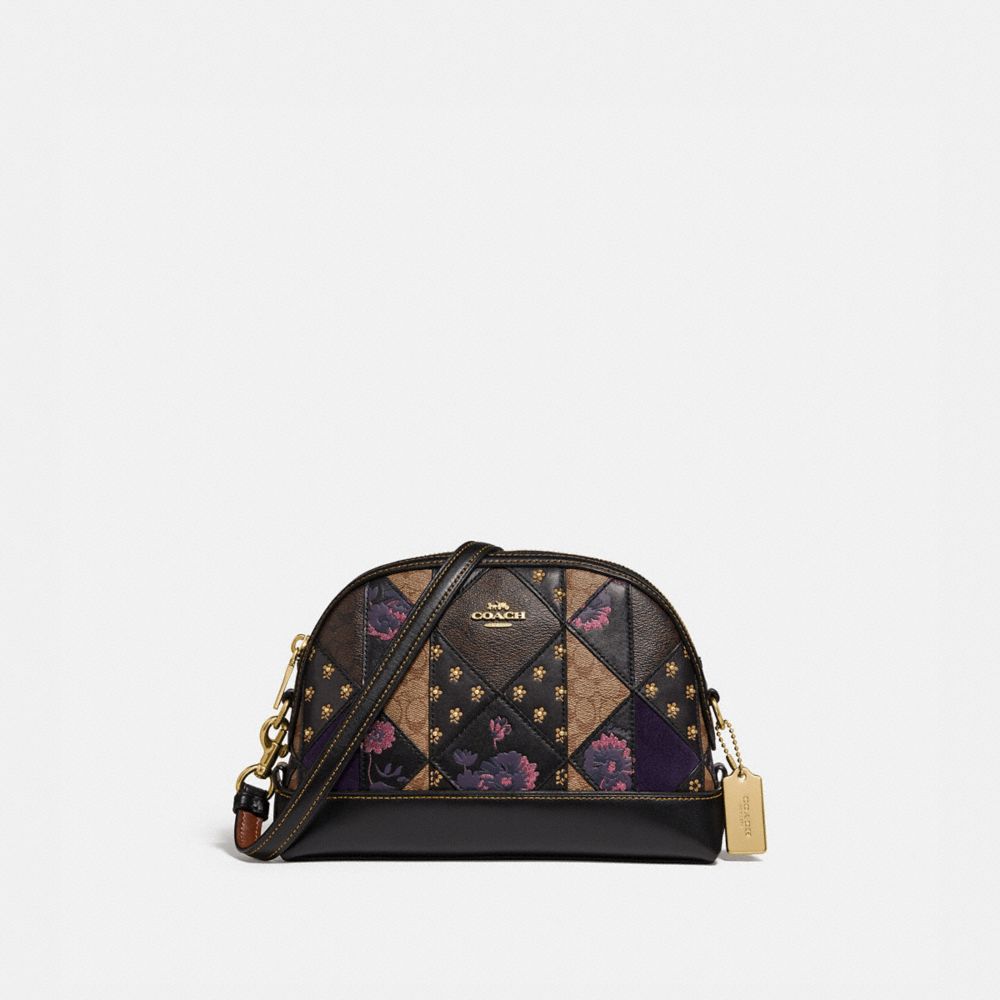 DOME CROSSBODY IN SIGNATURE PATCHWORK - F76672IMA47 - IM/BLACK MULTI