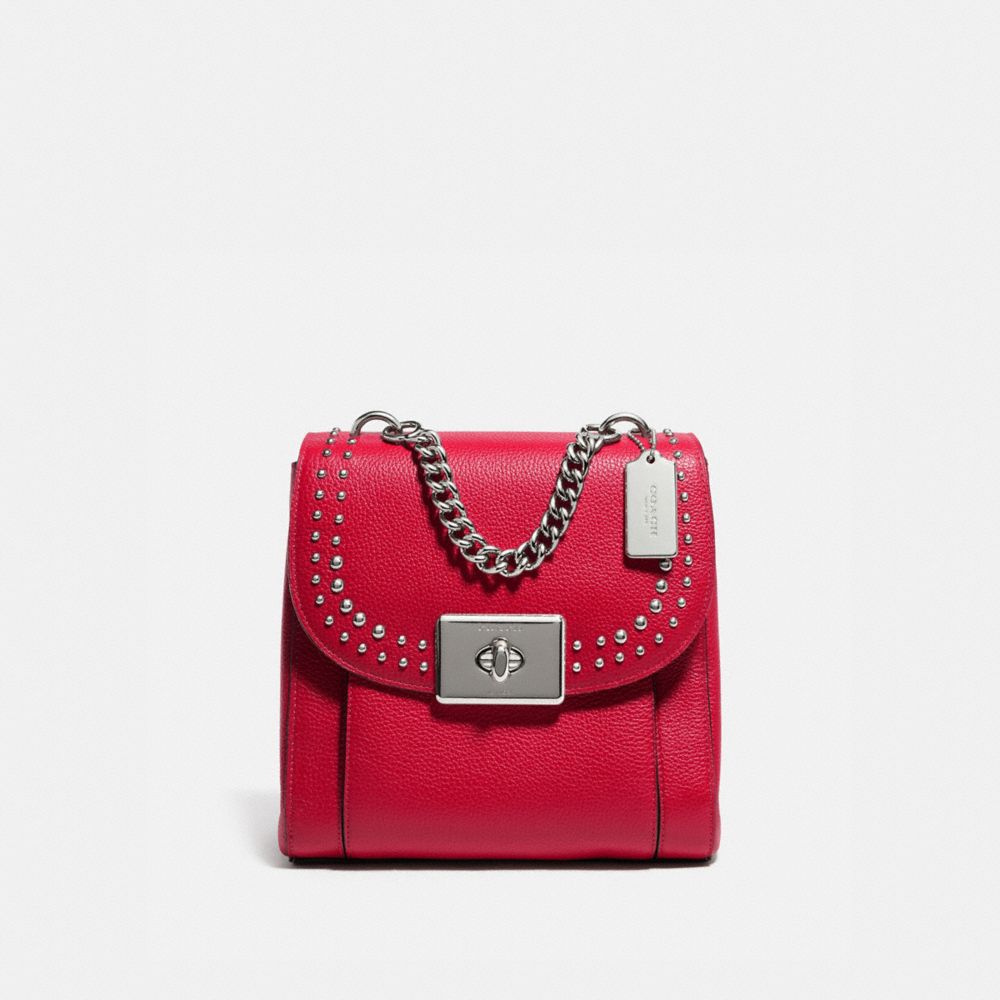 COACH F76692 - CASSIDY BACKPACK WITH RIVETS SV/BRIGHT CARDINAL