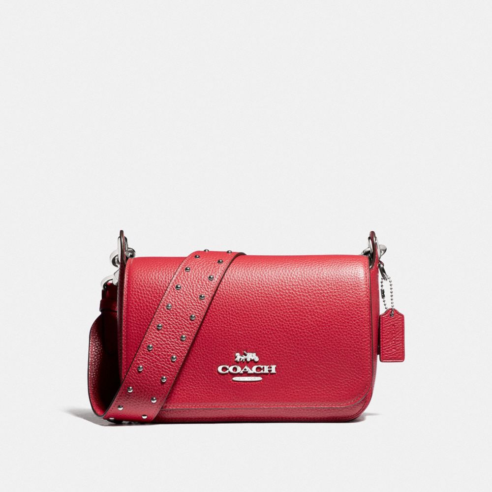 COACH F76700 Small Jes Messenger With Rivets BRIGHT CARDINAL/SILVER