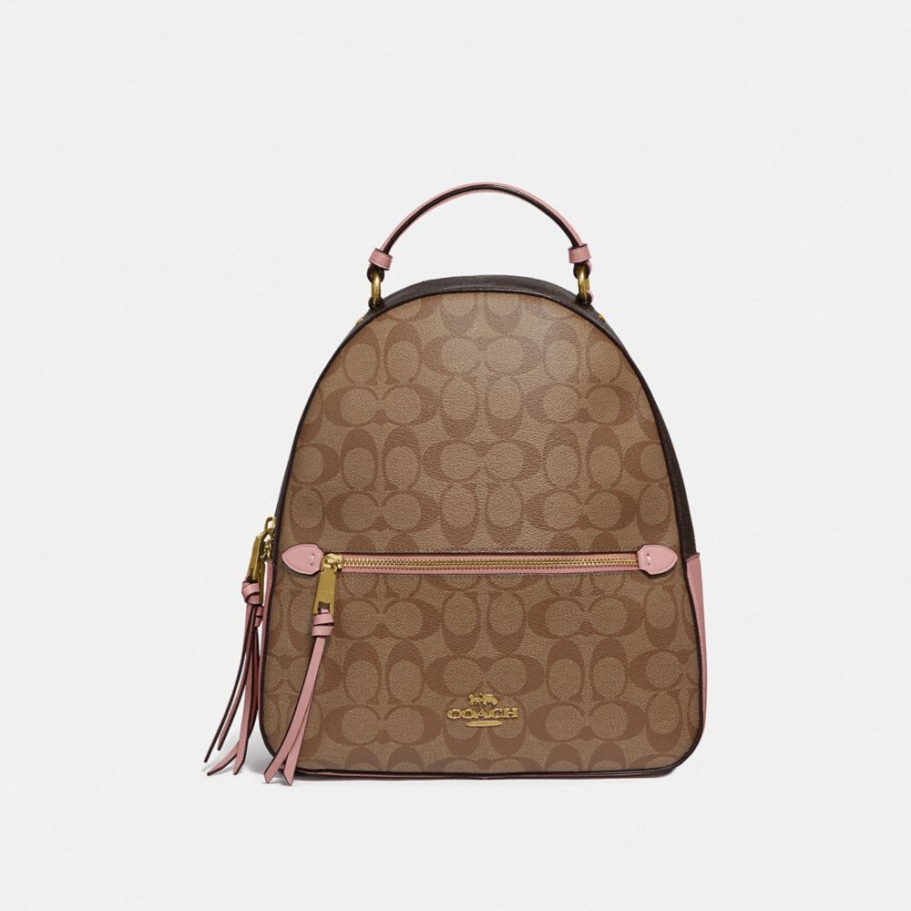 COACH JORDYN BACKPACK IN BLOCKED SIGNATURE CANVAS - IM/KHAKI PINK PETAL - F76715