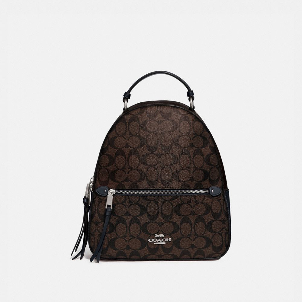 JORDYN BACKPACK IN BLOCKED SIGNATURE CANVAS - SV/BROWN MIDNIGHT - COACH F76715