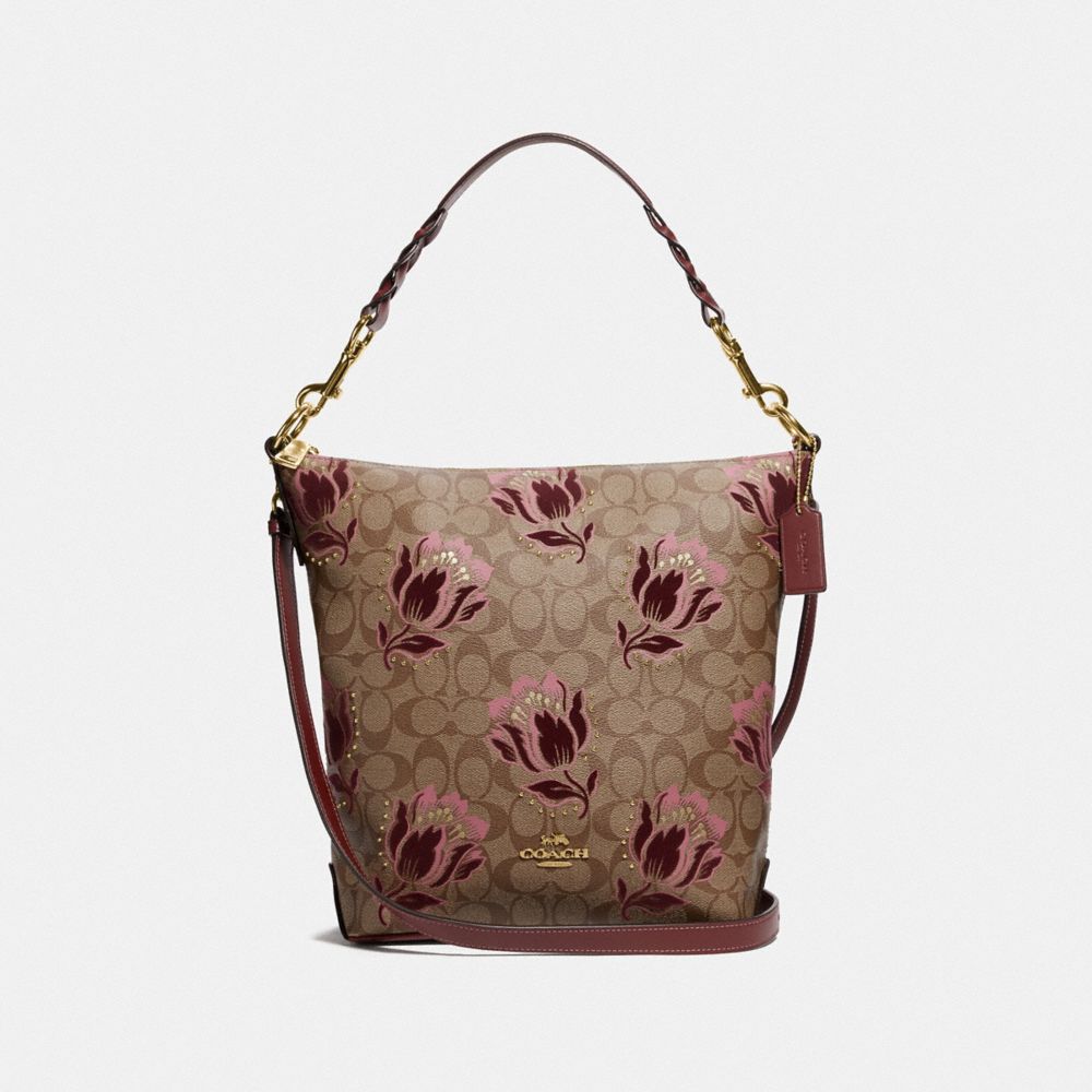 ABBY DUFFLE IN SIGNATURE CANVAS WITH DESERT TULIP PRINT FLOCKING - F76727 - IM/KHAKI PINK MULTI