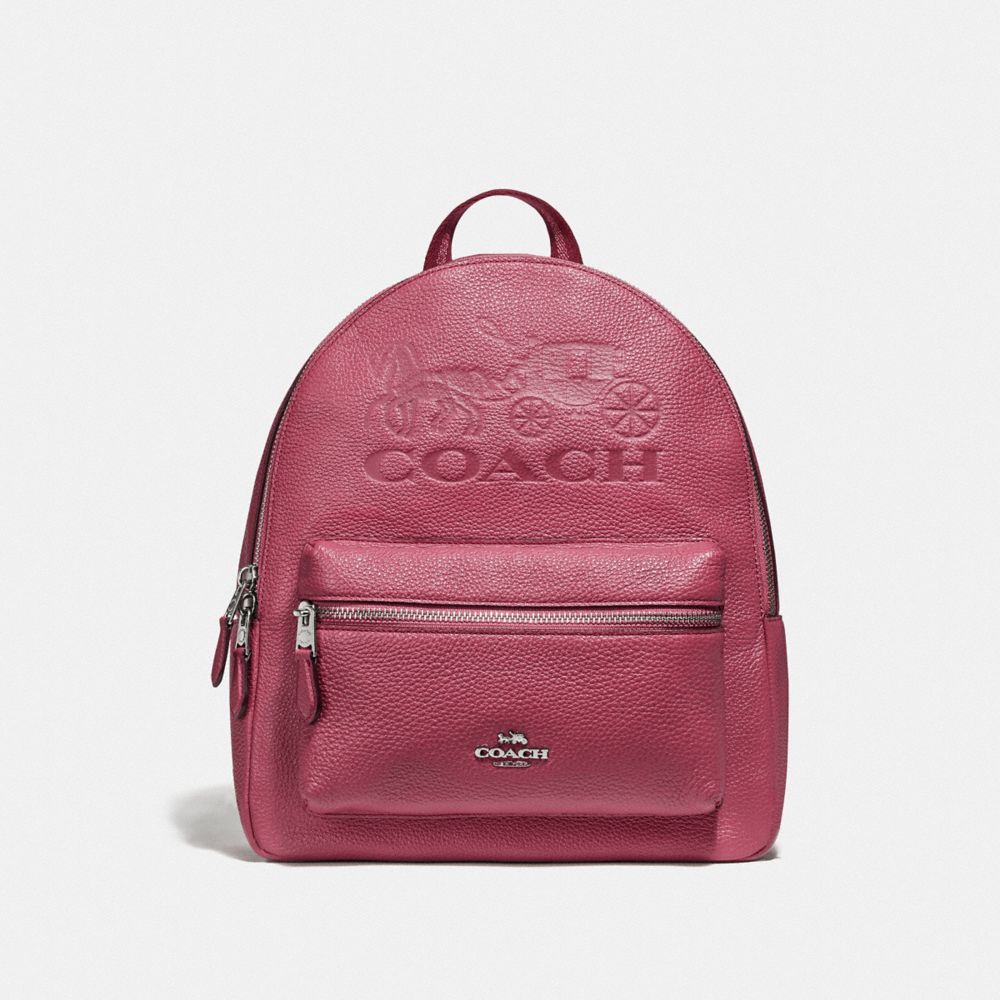 COACH F76729 - JES BACKPACK WITH HORSE AND CARRIAGE ROUGE/SILVER