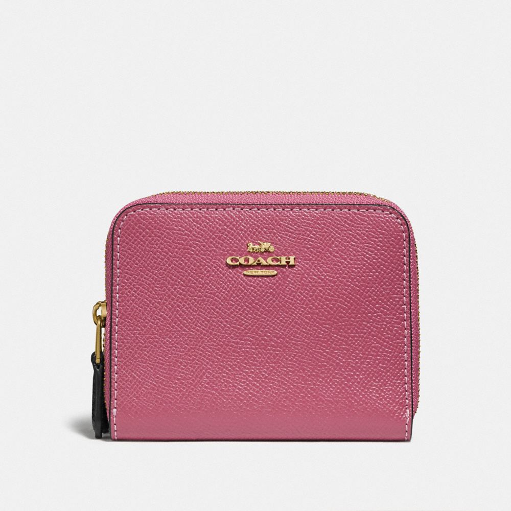 COACH SMALL DOUBLE ZIP AROUND WALLET - ROUGE MULTI/GOLD - F76752